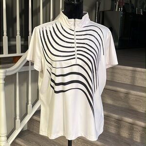 Zenergy White, Black & Silver Swirl Rhinestone Golf Shirt